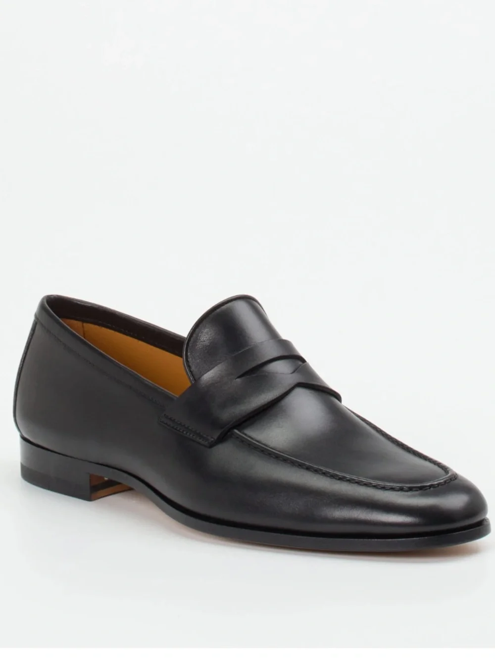 Magnanni Black Leather Slip-On Penny Loafer